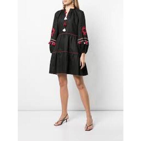 Sachin & Babi Avery Lightweight Linen V-Neck Tassel Mini Dress Size Medium - Picture 1 of 7